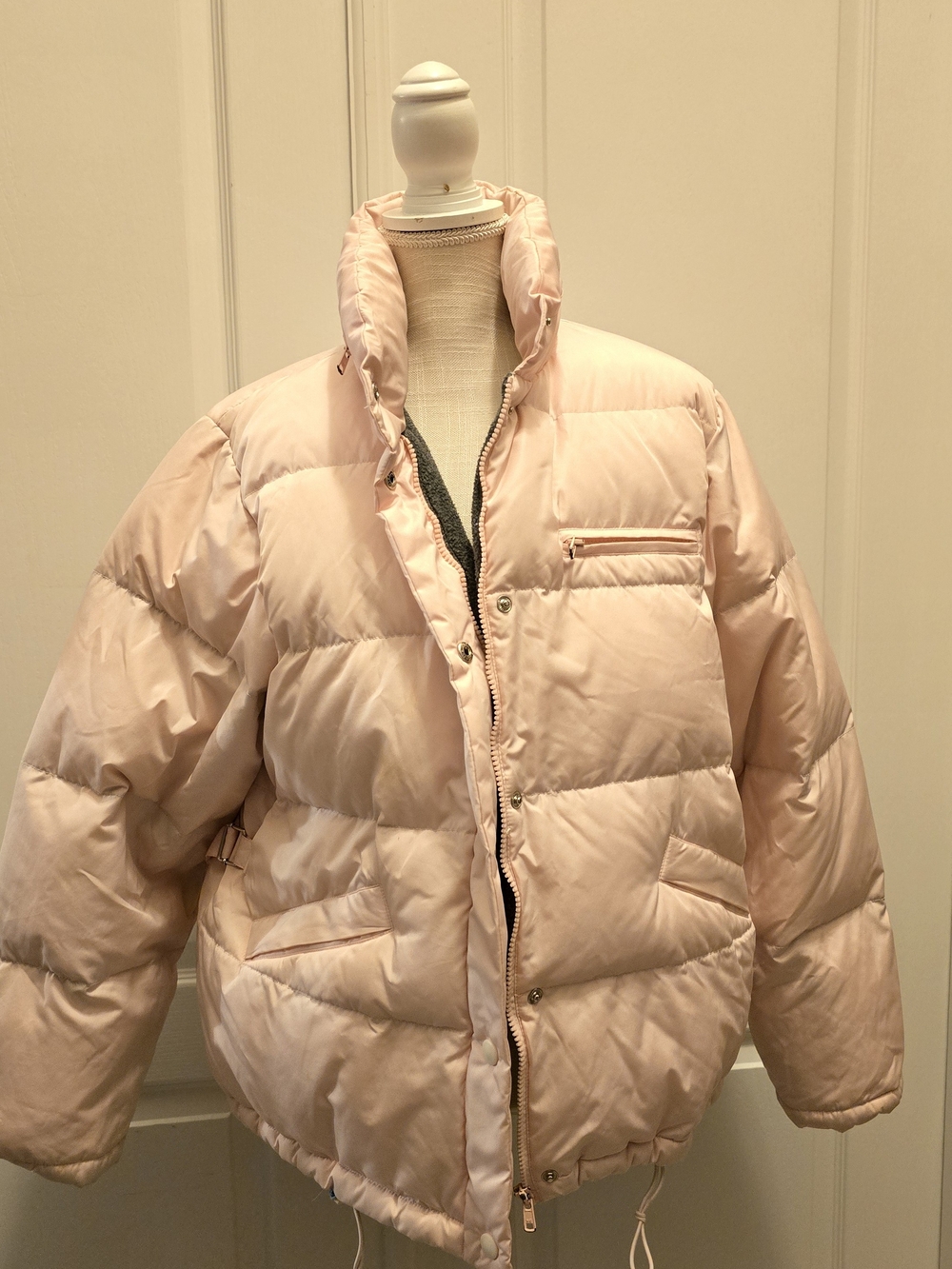 Brandon Thomas Pale Pink Quilted FETAHER Puffer Jacket VERY WARM JACKET SIZE L